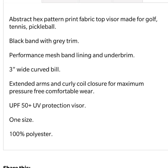 GloveIt Hexy Visor Black, White, Yellow Hexagon Pattern OSFM - Picture 2 of 7